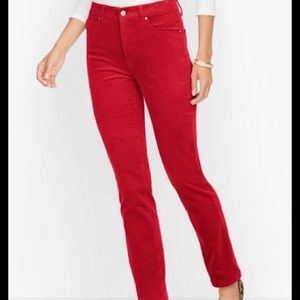 DANA BUCHMAN Bright Red Velvet Holiday High Waist Straight Leg Ankle Pants-Sz 12